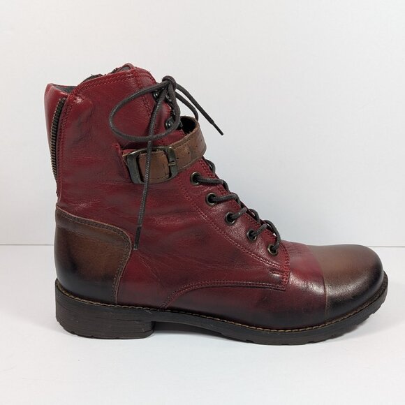 Sundance Brooklyn Boots by Jafa, Red Two-Tone Leather Ankle Boots, EU 39, US 8.5 - Picture 3 of 6